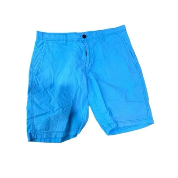 Columbia Men's Bright Blue Flat Front Cotton Chino Shorts Size W34 L10 GUC - Picture 1 of 7